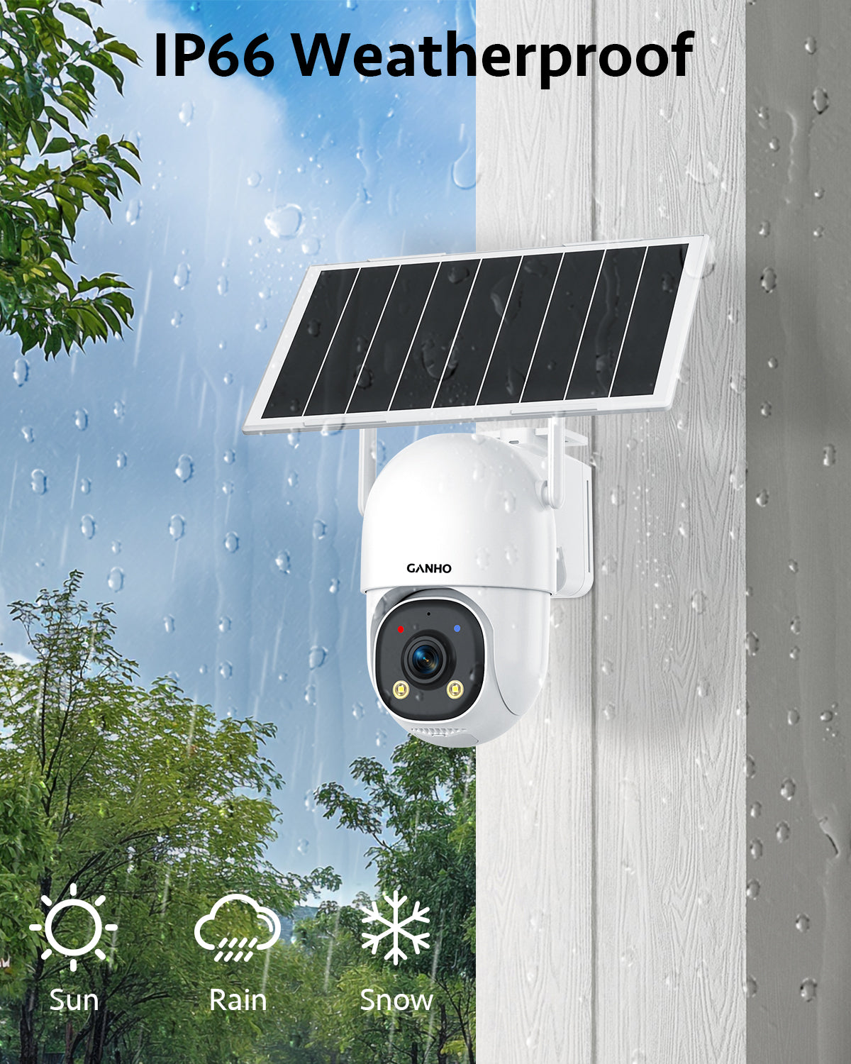 G30K GANHO 2K AOV WiFi Solar Security Camera Outdoor Wireless, 7/24 Recording Home Surveillance IP Camera PTZ with 90FT AI Detection, 8W 14400mAh Battery Powered CCTV Camera [2.4 & 5GHz]