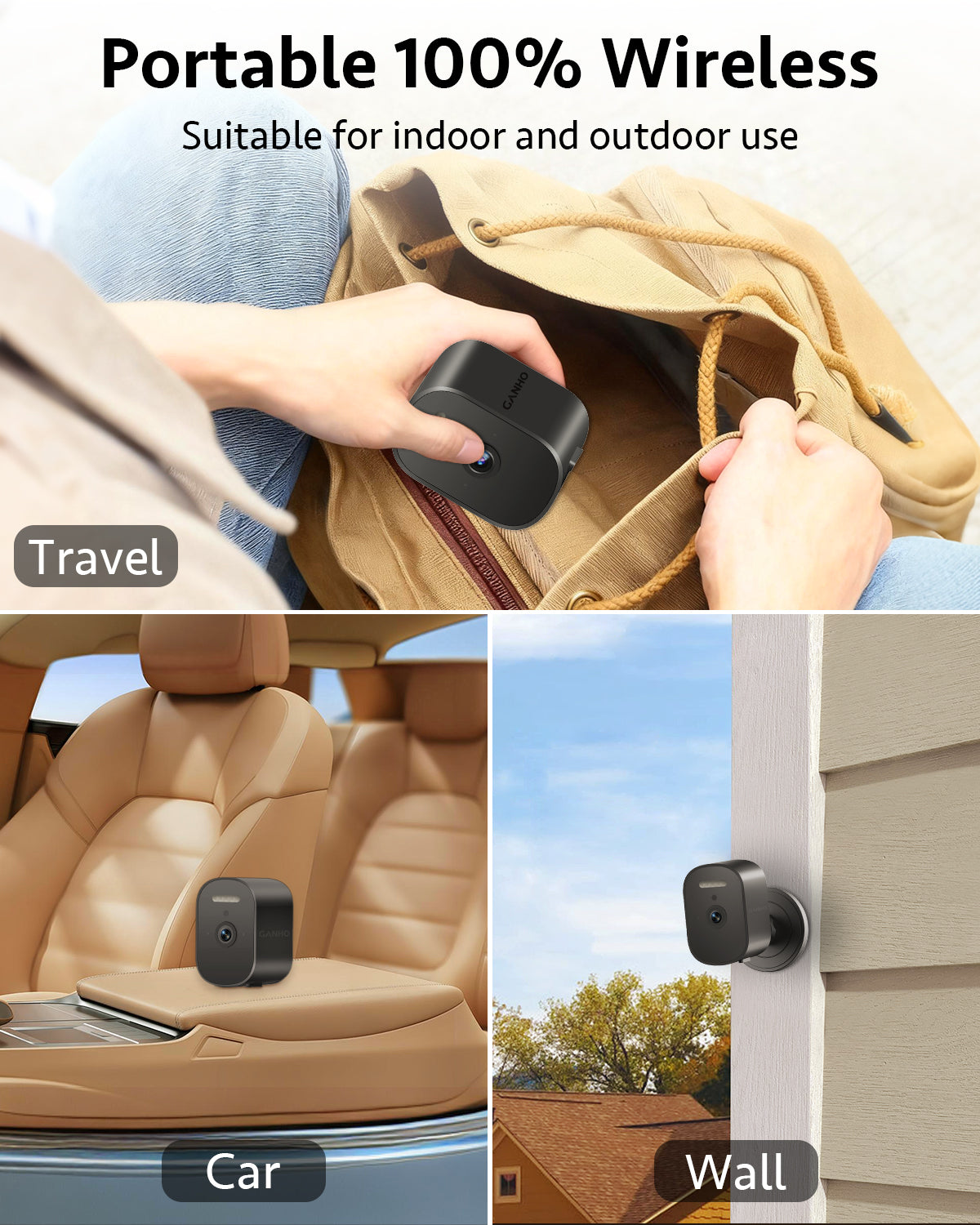 G10K-4G GANHO Cellular Security Camera, 2K 4G LTE Battery Powered Outdoor Camera with Night Vision & AI Human Detection, No WiFi Required
