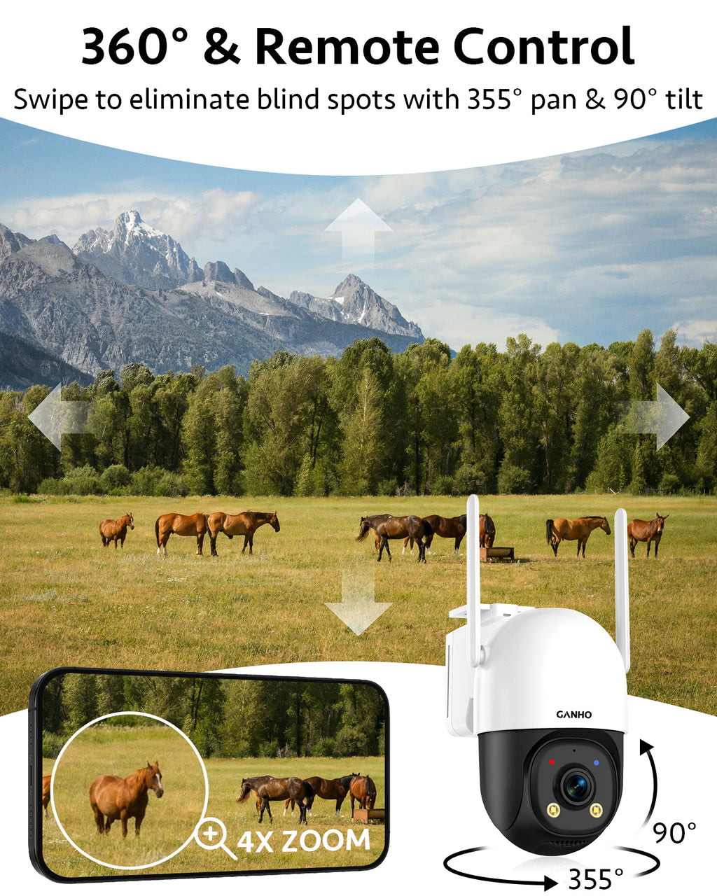 G30K-4G GANHO 4G AOV Solar Security Camera Outdoor Wireless,7/24 Recording 3MP No WiFi IP Surveillance Camera with Sim Card,90FT AI Detection,8W 14400mAh Battery Operated LTE Camera CCTV